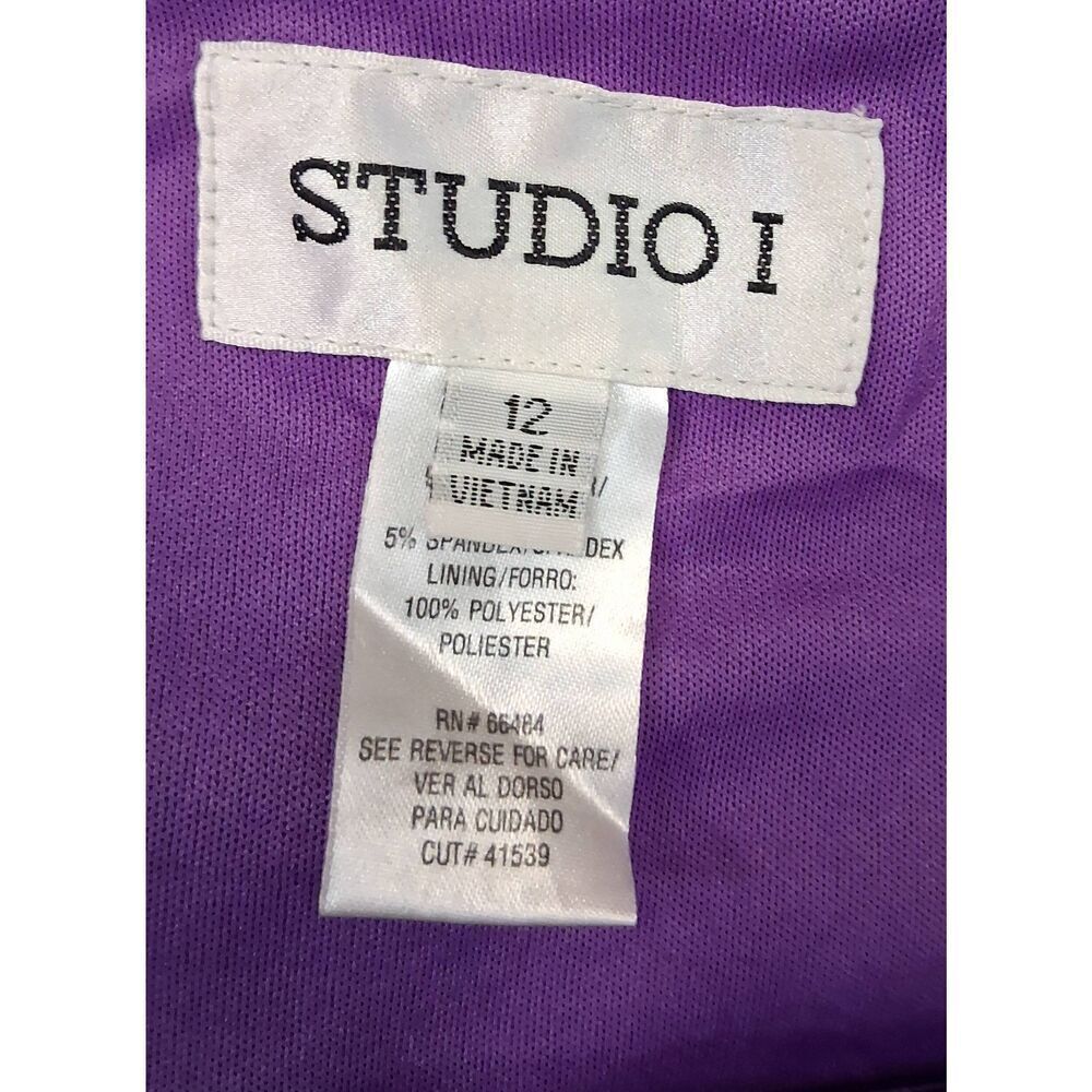 Studio 1 womens size 12 dress large shift paisley purple stretch square neck - Picture 5 of 9